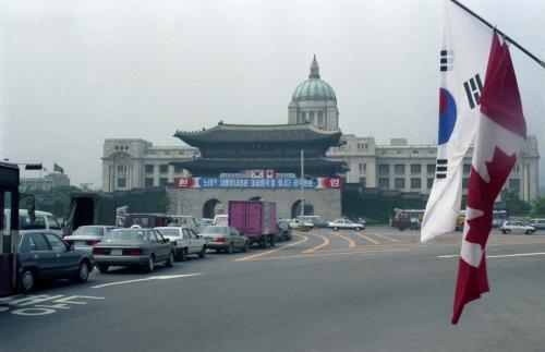 노태우 대통령 미국, 캐나다 방문 환영 태극기 및 현수막 이미지