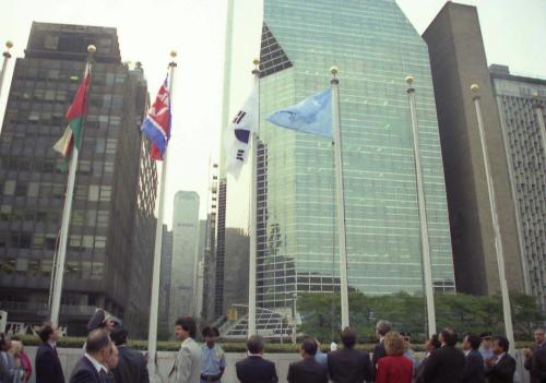 유엔가입 태극기 게양 이미지