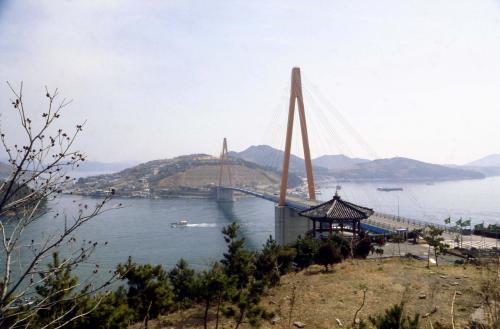 돌산대교 및 여수항 전경 이미지