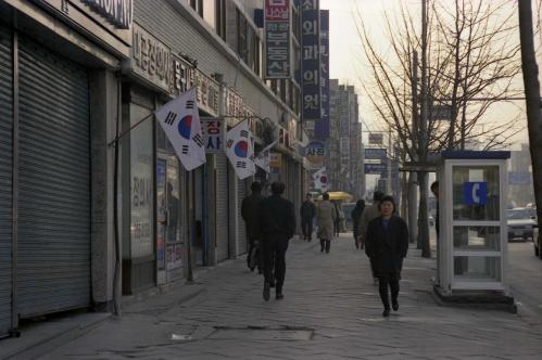 제14대 대통령 취임 축하 거리의 태극기 게양 이미지